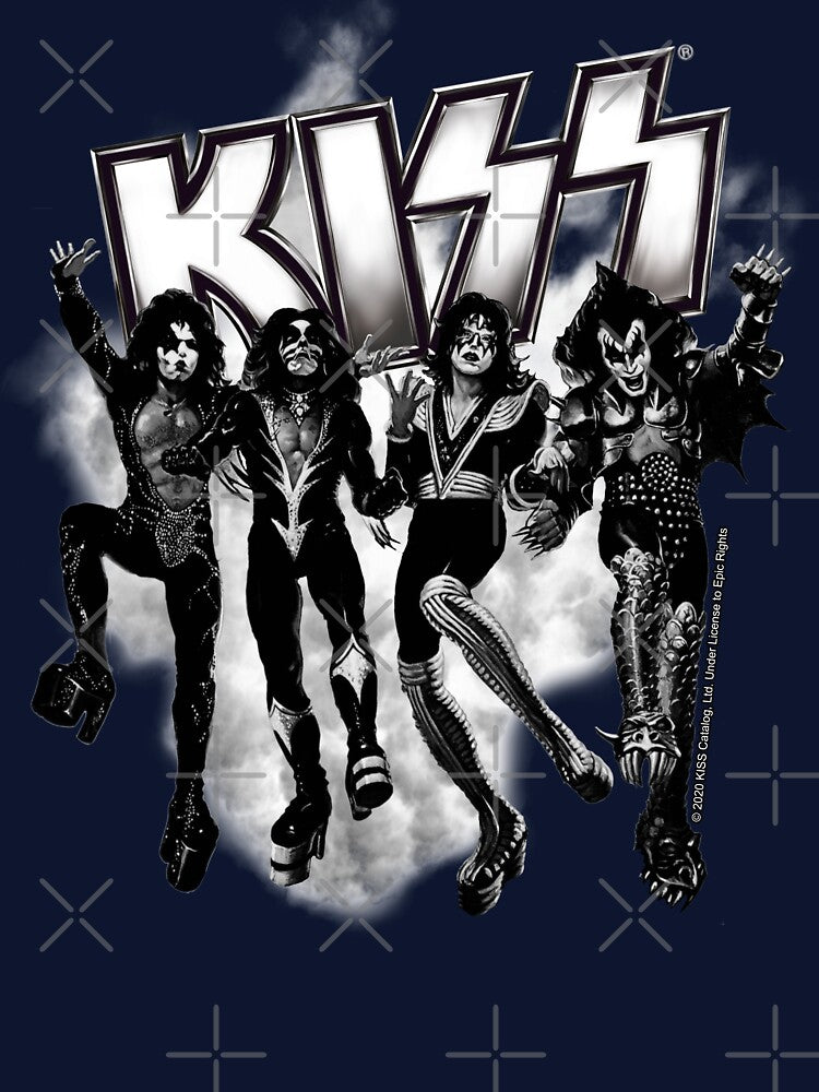 KISS The Band - Destroyer Black And White Fog Logo Up Shirt