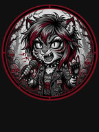 Death Metal Tigress Vocalist - Deep Red Stencil Chibi Shirt