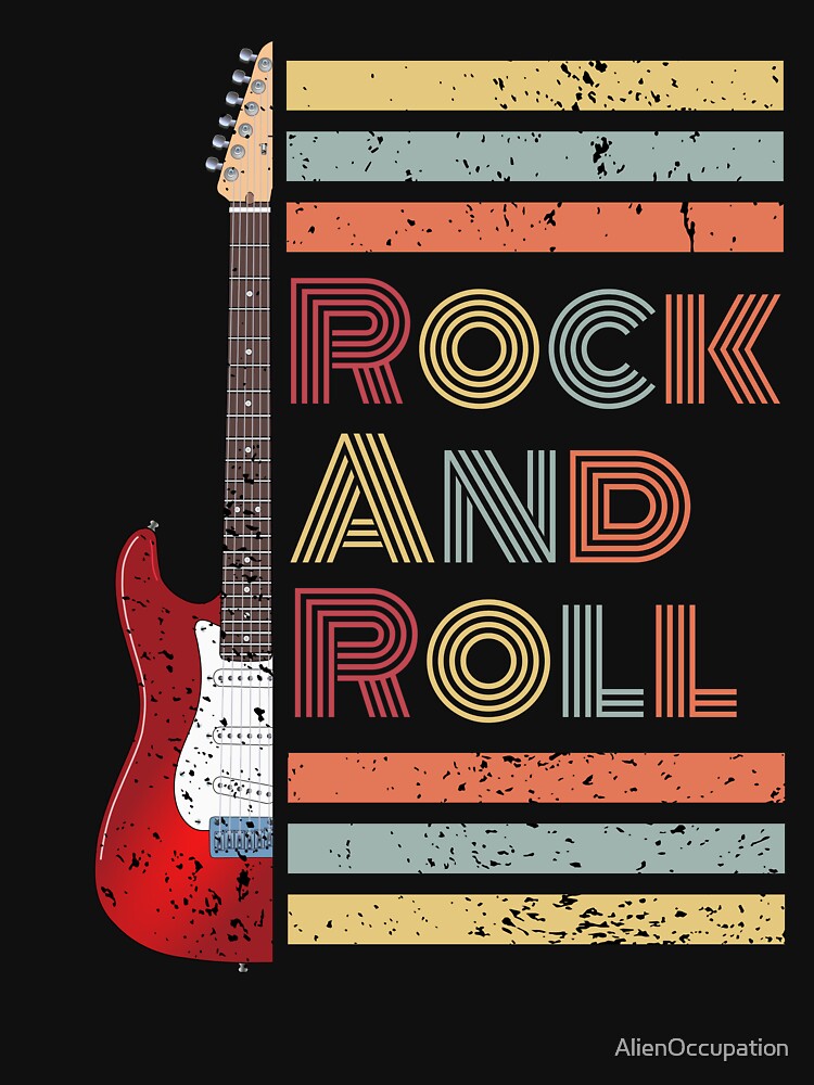 Vintage Guitar Rock And Roll Design Shirt