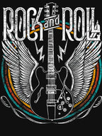 Vintage Retro 80s Rock &amp Roll Music Guitar Wings Shirt