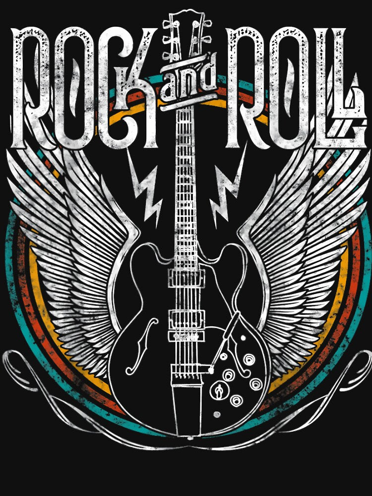 Vintage Retro 80s Rock &amp Roll Music Guitar Wings Shirt