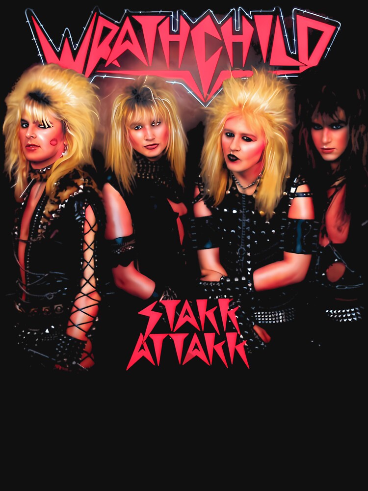 Glam Metal Musicians With Big Blonde Hair In Leather Shirt