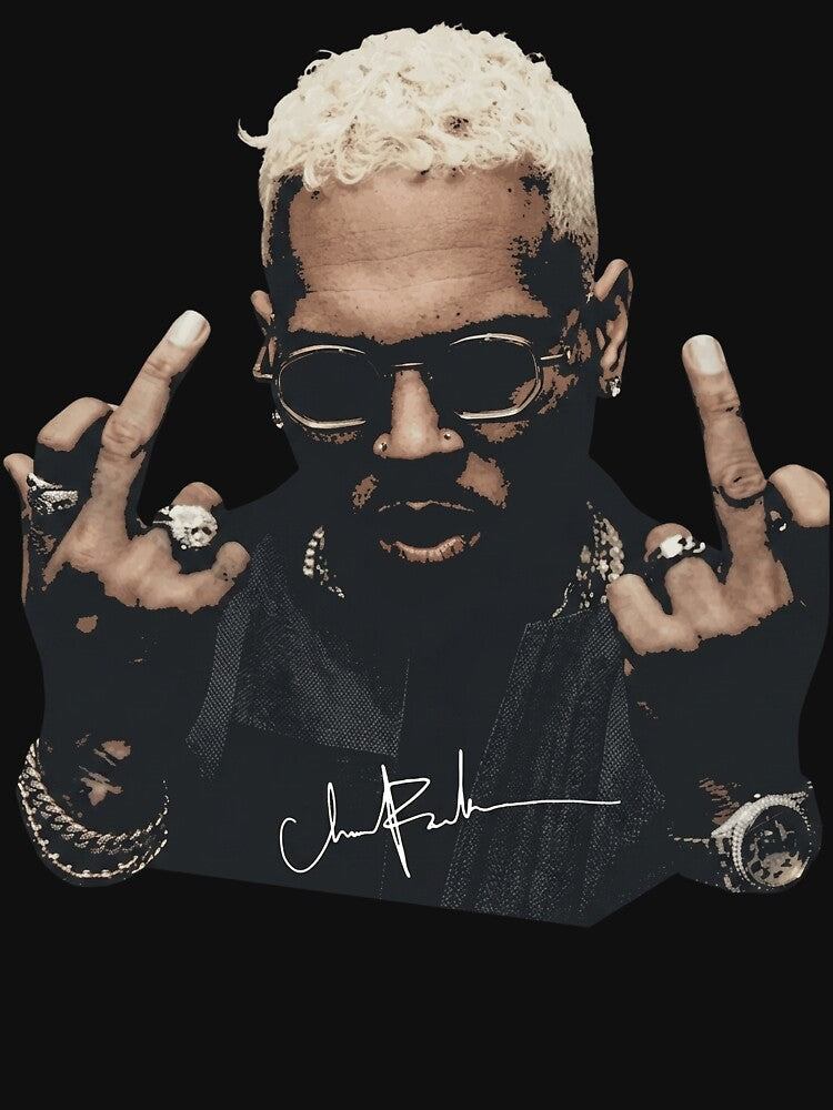 Chris- Brown Signature Middle Finger Graphic Streetwear Shirt