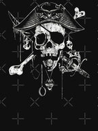 Pirate Skull Sword And Bones Jolly Roger Distressed Graphic Shirt