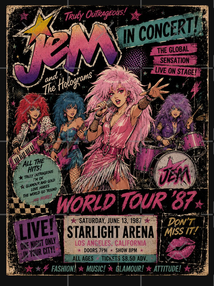 Jem And The Holograms World Tour 87 Retro Concert Fan Art Shirt