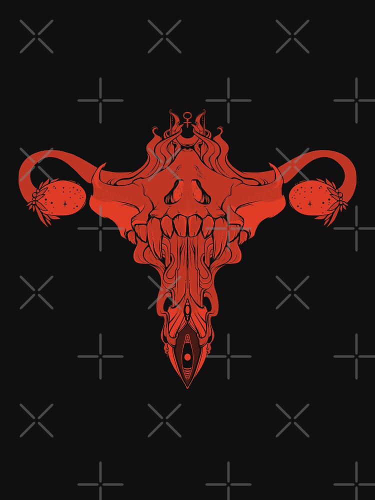 Death Metal Skull Uterus And Ovaries Feminist Art Shirt