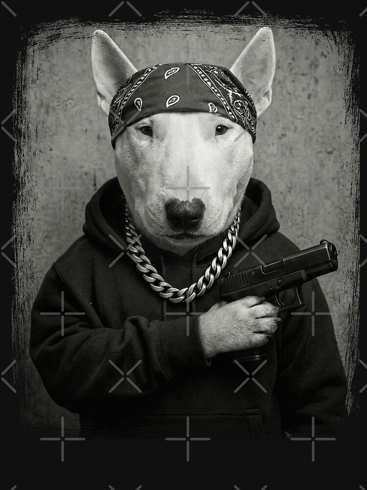 Bull Terrier Dog Pistol Bandana Streetwear Shirt