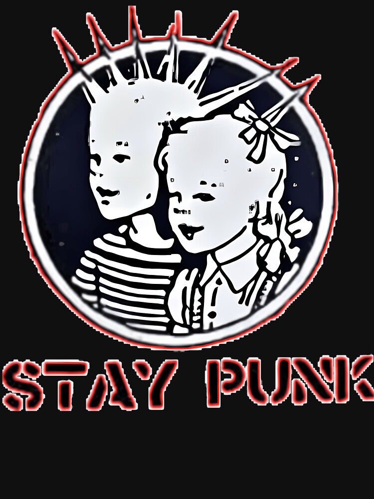 Spiky Hair Boy And Girl Portrait Circle Frame Shirt