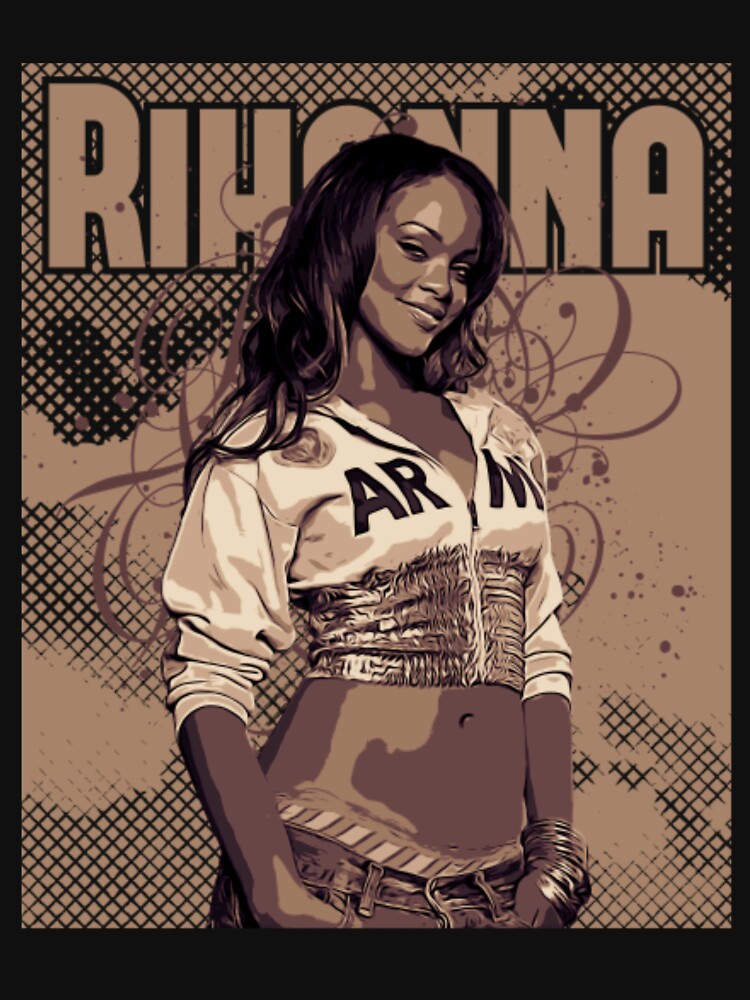 Rihanna Style Brown Vintage Art Vintage Washed 90'S Hip Hop Rap Tour Shirt