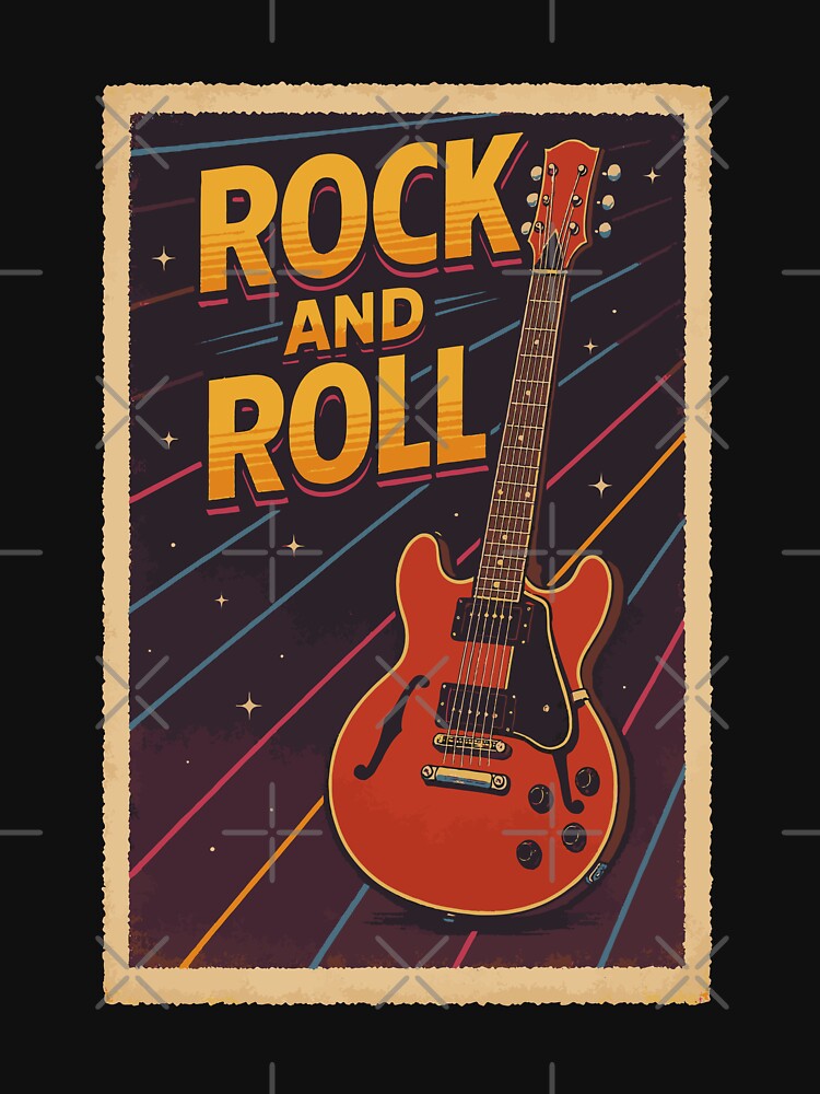 Retro Rock And Roll Electric Guitar Vintage Design Shirt