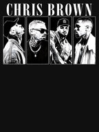 Breezy Chris Brown Black And White Portrait Collage Graphic Shirt