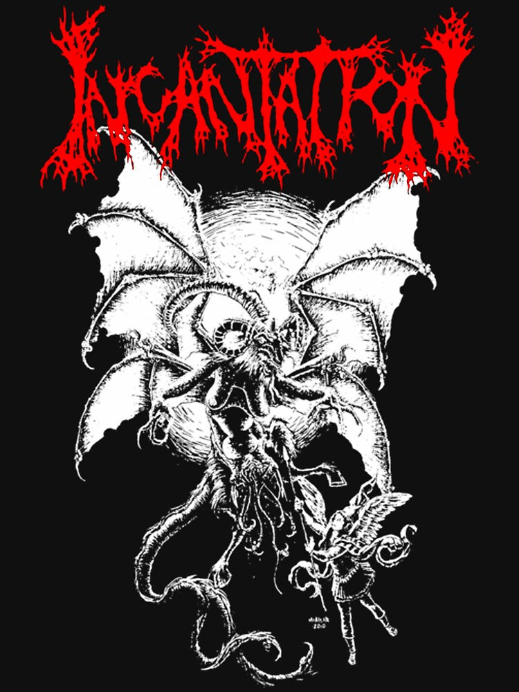 Red Typography Death Metal White Silhouette Shirt