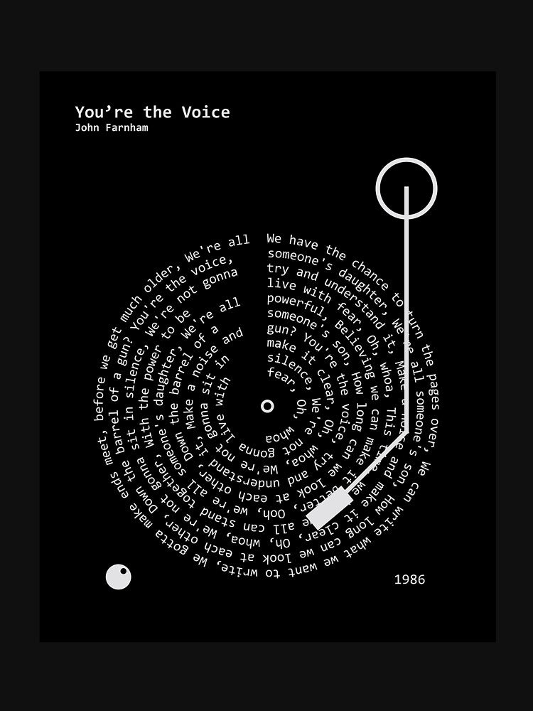 You Re The Voice John Farnham - Lyrics Shirt