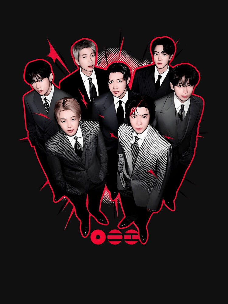 BTS Members Suit Red Neon Shirt