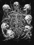 Death Skeleton Master Of Skulls Black & White Shirt
