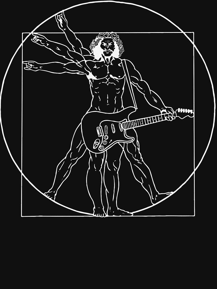 Vitruvian Man Guitar Music Player Da Vinci Guitarist Shirt
