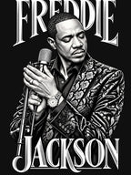Freddie Jackson Patterned Jacket Microphone Emotional Pose Shirt