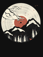 Retro Vinyl Record Mountain Sunset Forest Shirt