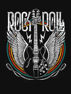 Distressed Vintage Retro 80s Rock & Roll Music Guitar Wings Shirt