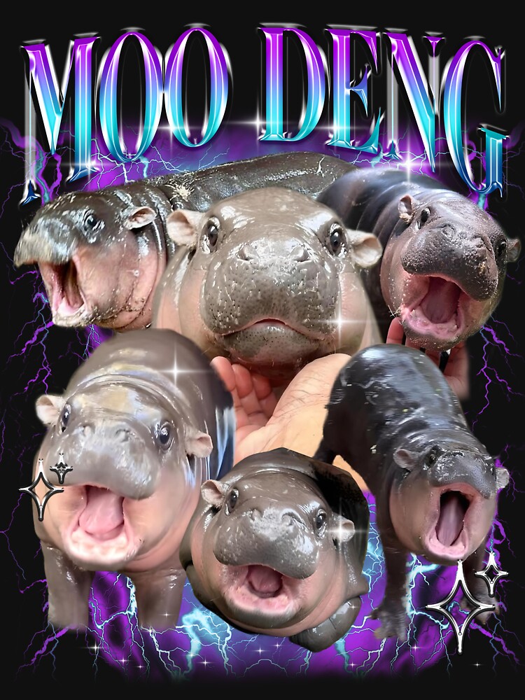 Moo Deng Bootleg Rap Cute Moo Deng Funny Bootleg Baggy Meme Shirt