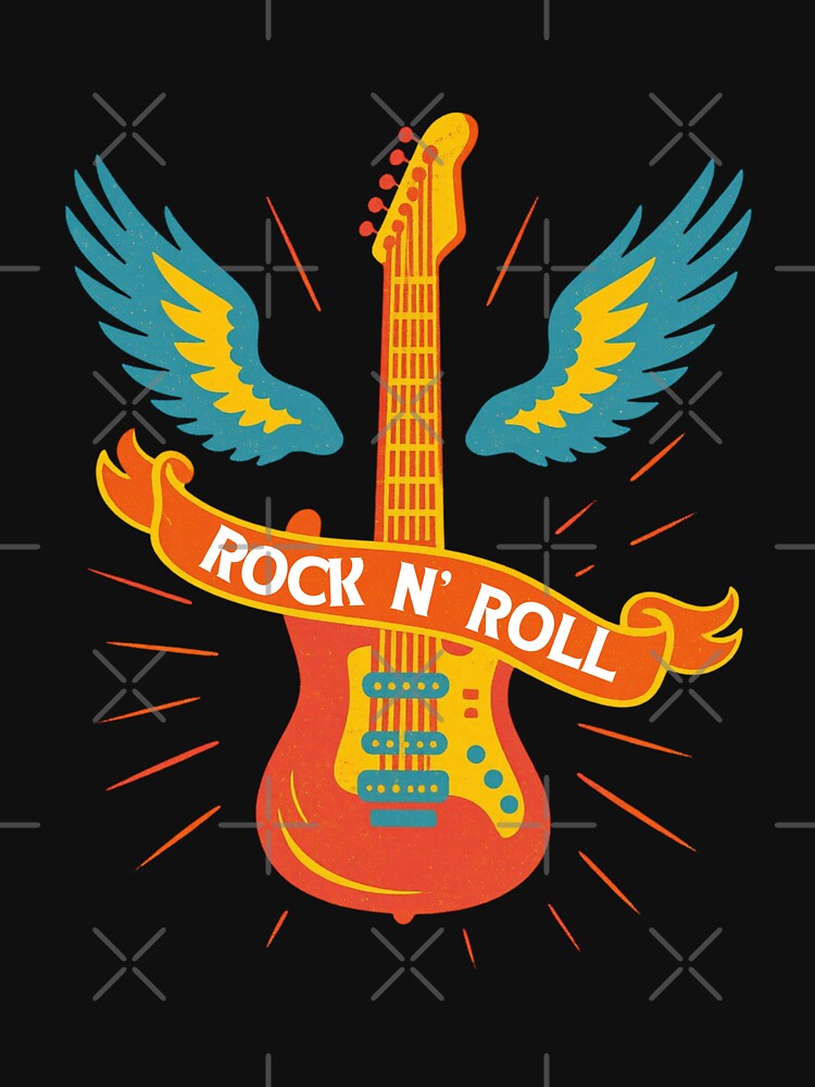 Rock N Roll Guitar - Vintage Rock Wings Retro Music Shirt