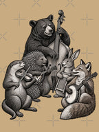 Woodland Animal Bluegrass Band Vintage Folk Art Shirt