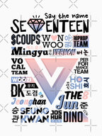 SEVENTEEN Font Collage Ver 2 Rose Quartz & Serenity Shirt
