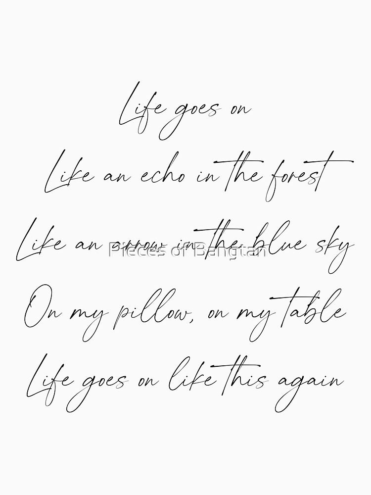 BTS Life Goes On Lyrics Black Text Shirt