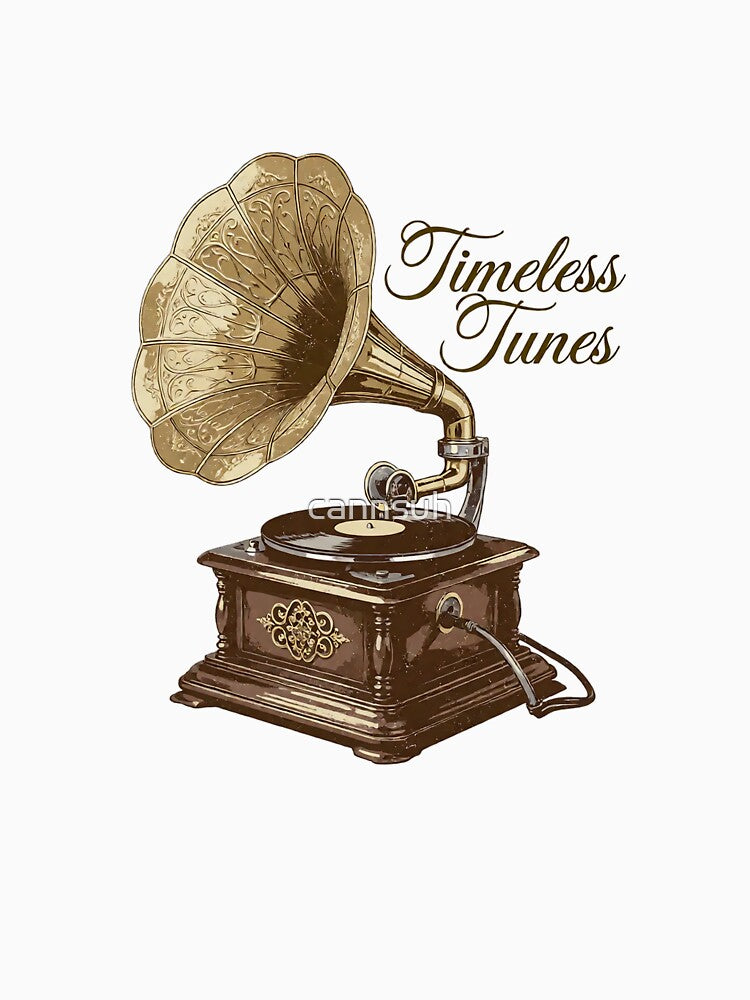 Antique Brass Horn Gramophone Timeless Tunes Art Shirt