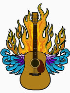 Hot Bluegrass Guitar Flaming And Winged Tattoo Shirt