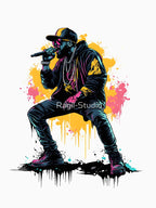 Hip-hop Graffiti Artwork Featuring A Rapper Mid-performance Shirt