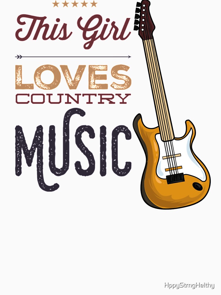 This Girl Loves Country Music With Electric Bass Guitar Brown Image Shirt