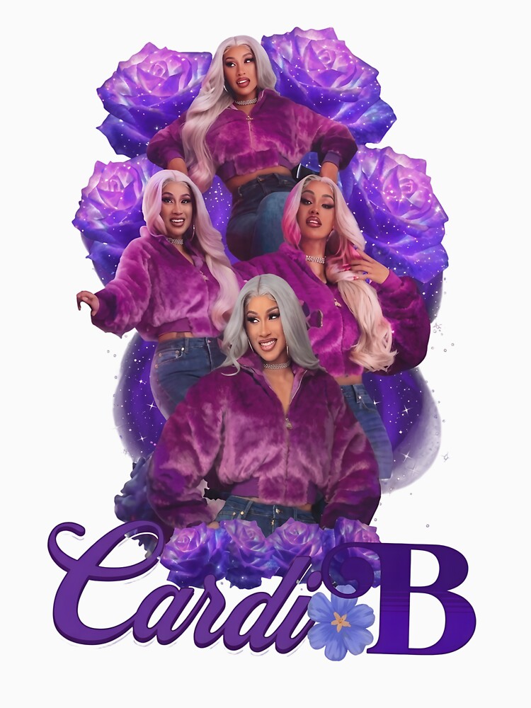 Vintage Style Hip Hop Queen Purple Rose Graphic Cardi B Shirt