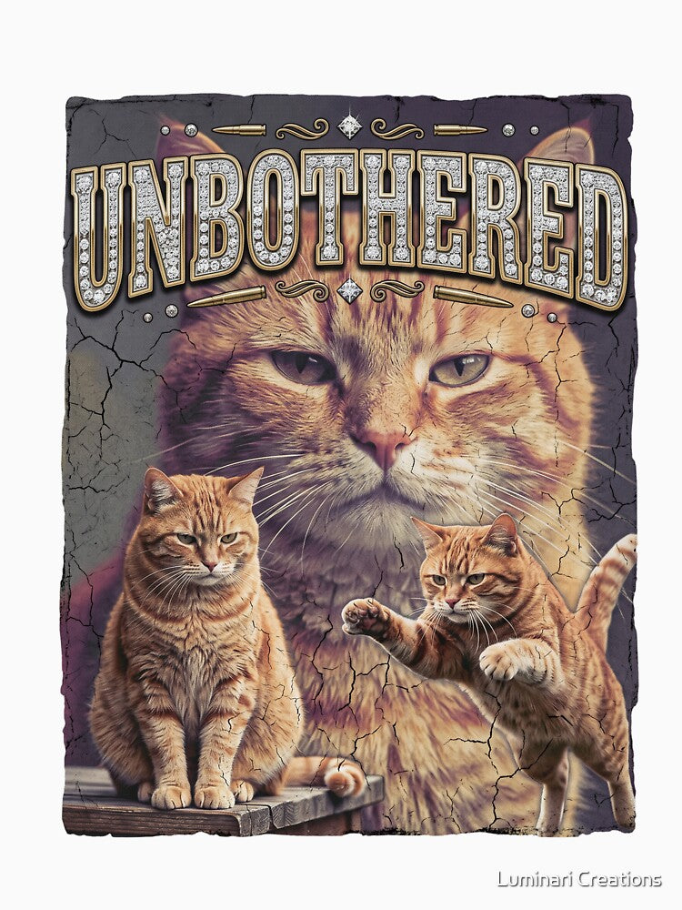 Unbothered Orange Tabby Cat Graphic 90s Bootleg Rap Style Funny Cat Shirt