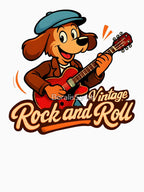 Vintage Rock And Roll Guitar Dog Cartoon Shirt