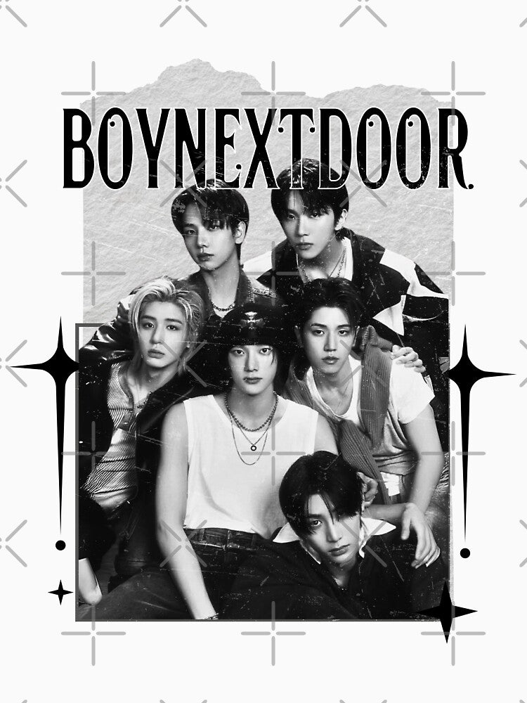 BoyNextDoor Kpop Boy Group Scrapbook Collage Cozy Y2K Vintage Design Shirt