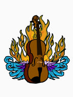 Bluegrass Fiddle Flaming Winged Tattoo Shirt