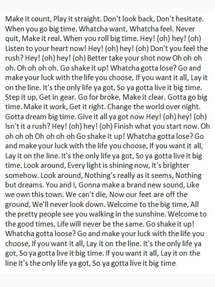 Lyrics To Big Time Rush Shirt