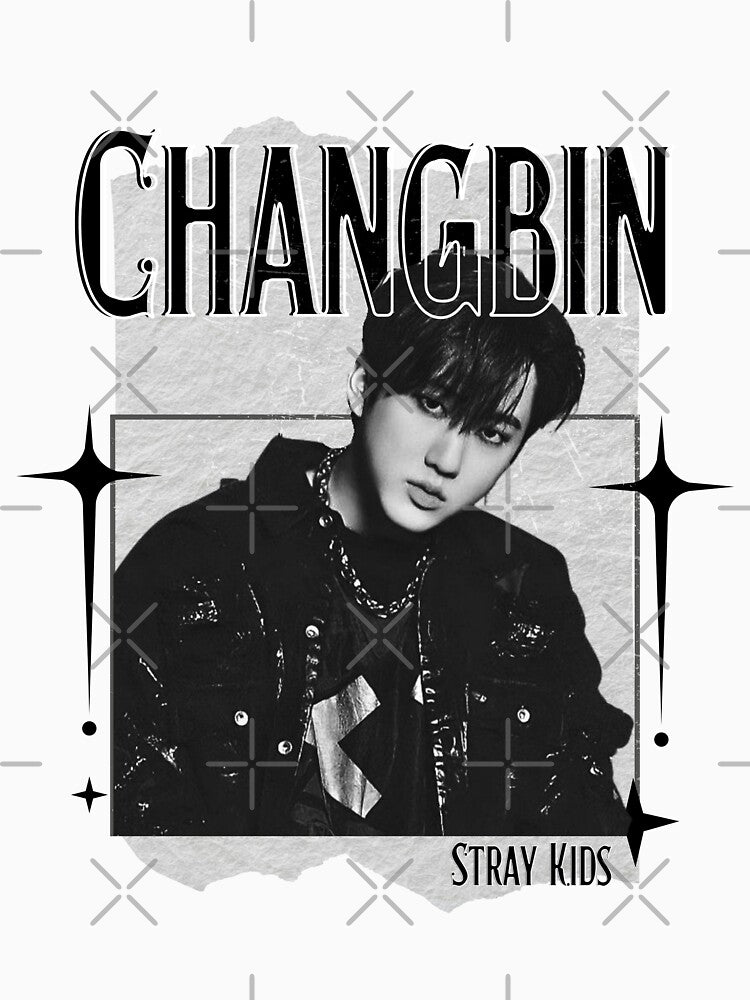 Changbin Stray Kids Monochrome Black And White Design Collage Shirt