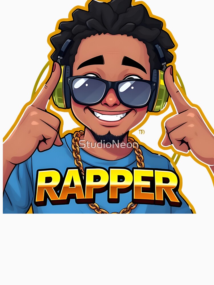 Cool Rapper Cartoon Logo Hip-Hop Digital Art Shirt