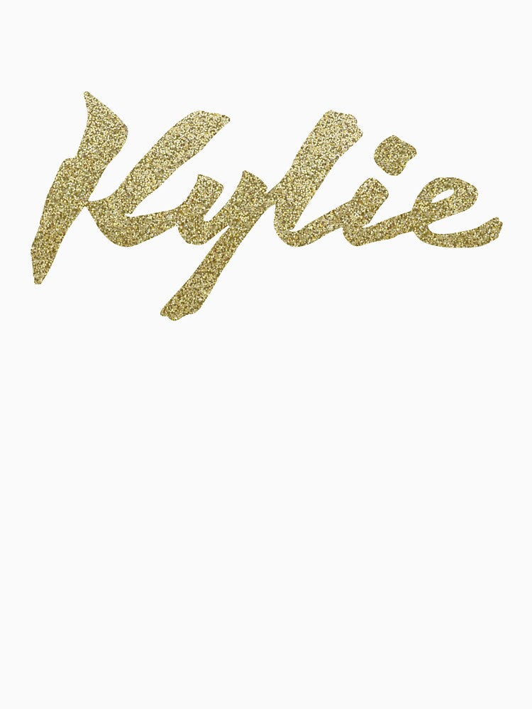 Disco-era Kylie Signature Gold Glitter On White Shirt