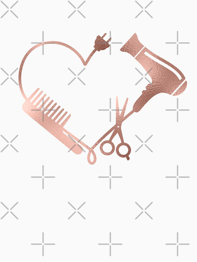 Rose Gold Heart Love Hair Stylist Salon Shirt