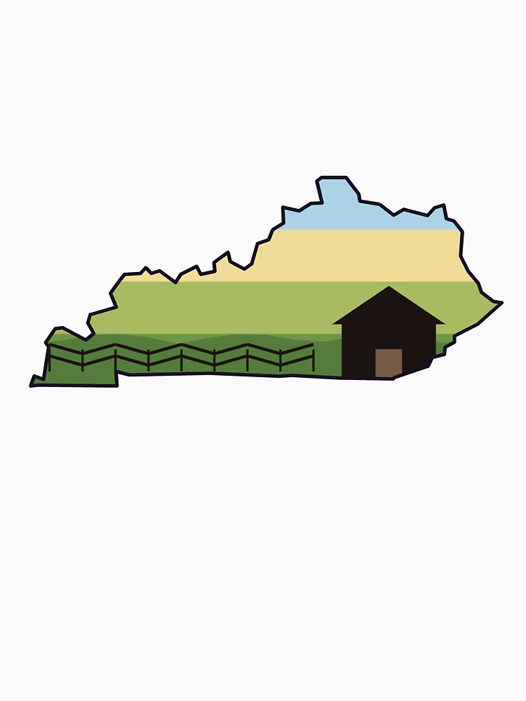 Kentucky Bluegrass Barn And Split-Rail Fence State Outline Shirt