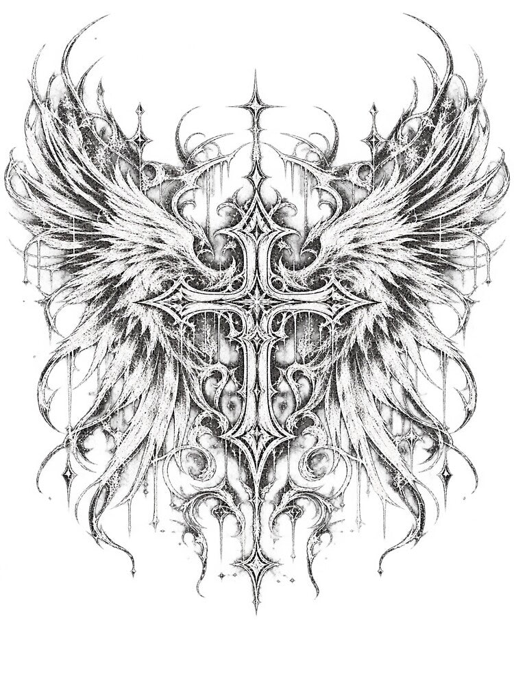 Gothic Angel Wings Cross Shirt