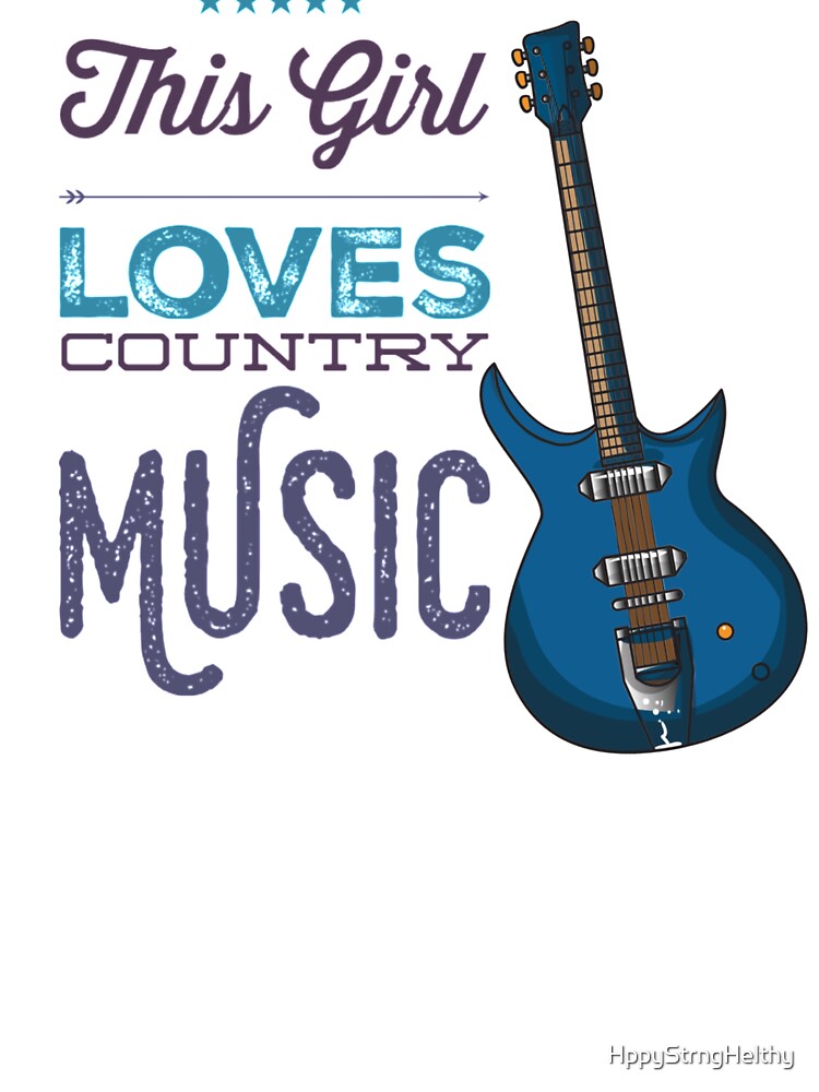 This Girl Loves Country Music With Electric Bass Guitar Blue Image Shirt