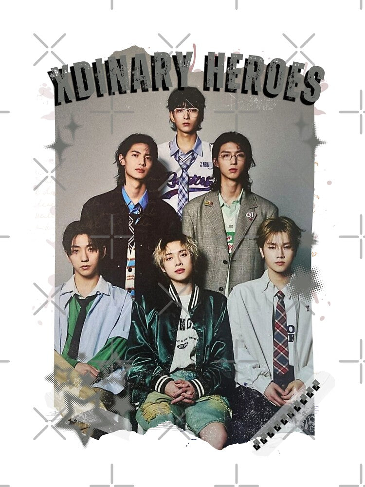 Xdinary Heroes Kpop Boy Band Monochrome Korean Collage Art Design Shirt