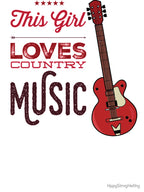 This Girl Loves Country Music With Electric Bass Guitar Red Image Shirt
