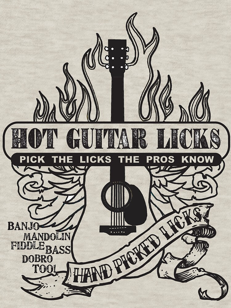 Hot Bluegrass Guitar Licks - Distressed Black And White Shirt