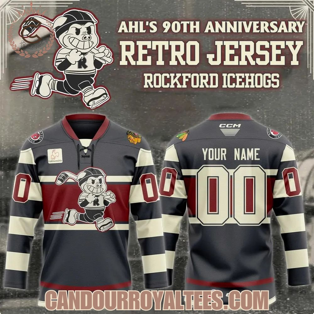 Rockford IceHogs Unveil Retro to Celebrate AHL’s 90th Season Hockey Jersey