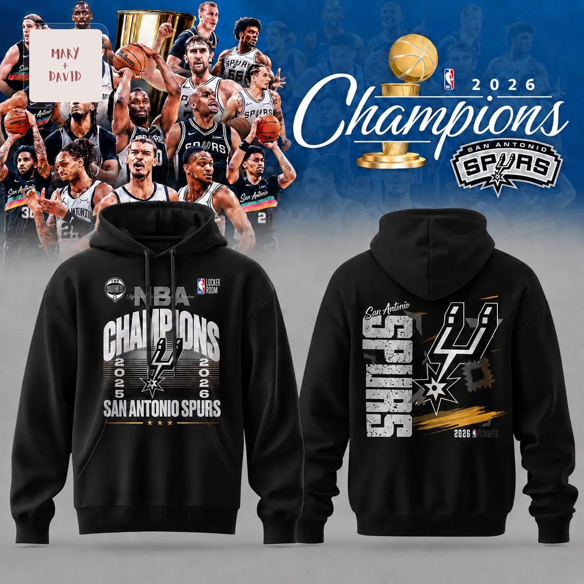 San Antonio Spurs NBA Champions 2026 Commemorative Black Hoodie